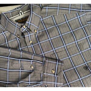 Ariat Mens Blue Gray Plaid Button Up Pro Series Shirt Long Sleeve Large Workwear